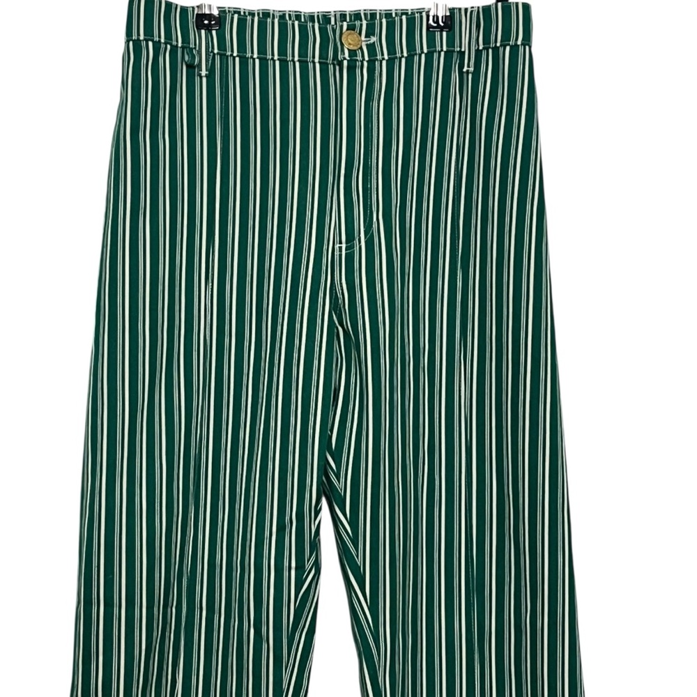 Big Bud Press Western Pants Women’s Size Medium Green Striped Cotton Trousers - Picture 3 of 13